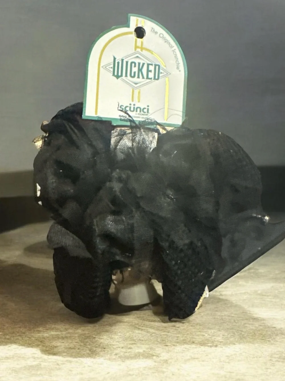 Wicked x Scunci Black Ruffled Hair Scrunchie 1991